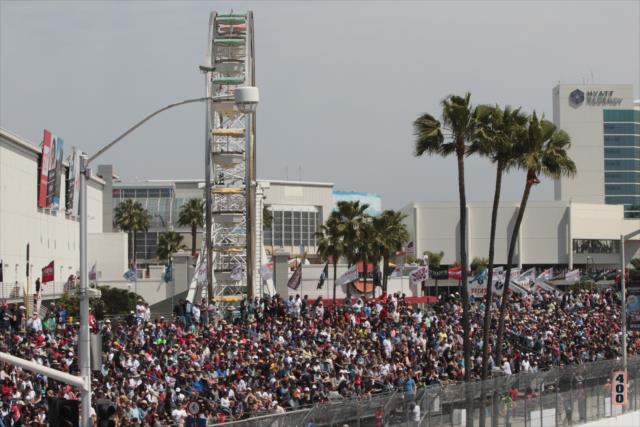 Fans pack the stands along Shoreline Drive for the 2017 Toyota Grand Prix of Long Beach -- Photo by: Richard Dowdy