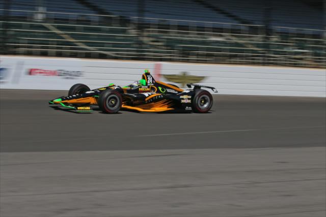 Sage Karam dives into Turn 1 during the final practice for the 102nd Indianapolis 500 on Miller Lite Carb Day at the Indianapolis Motor Speedway -- Photo by: Richard Dowdy