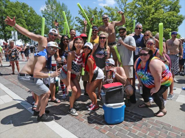 Fans enjoying the atmosphere in the Pagoda Plaza during Miller Lite Carb Day at the Indianapolis Motor Speedway -- Photo by: Richard Dowdy