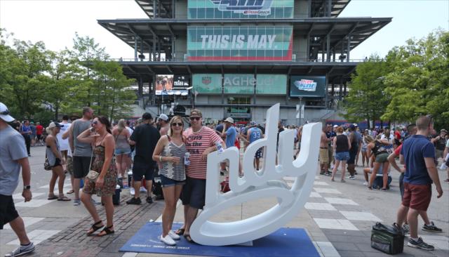 Fans enjoy the ambiance in the Pagoda Plaza during Miller Lite Carb Day at the Indianapolis Motor Speedway -- Photo by: Richard Dowdy