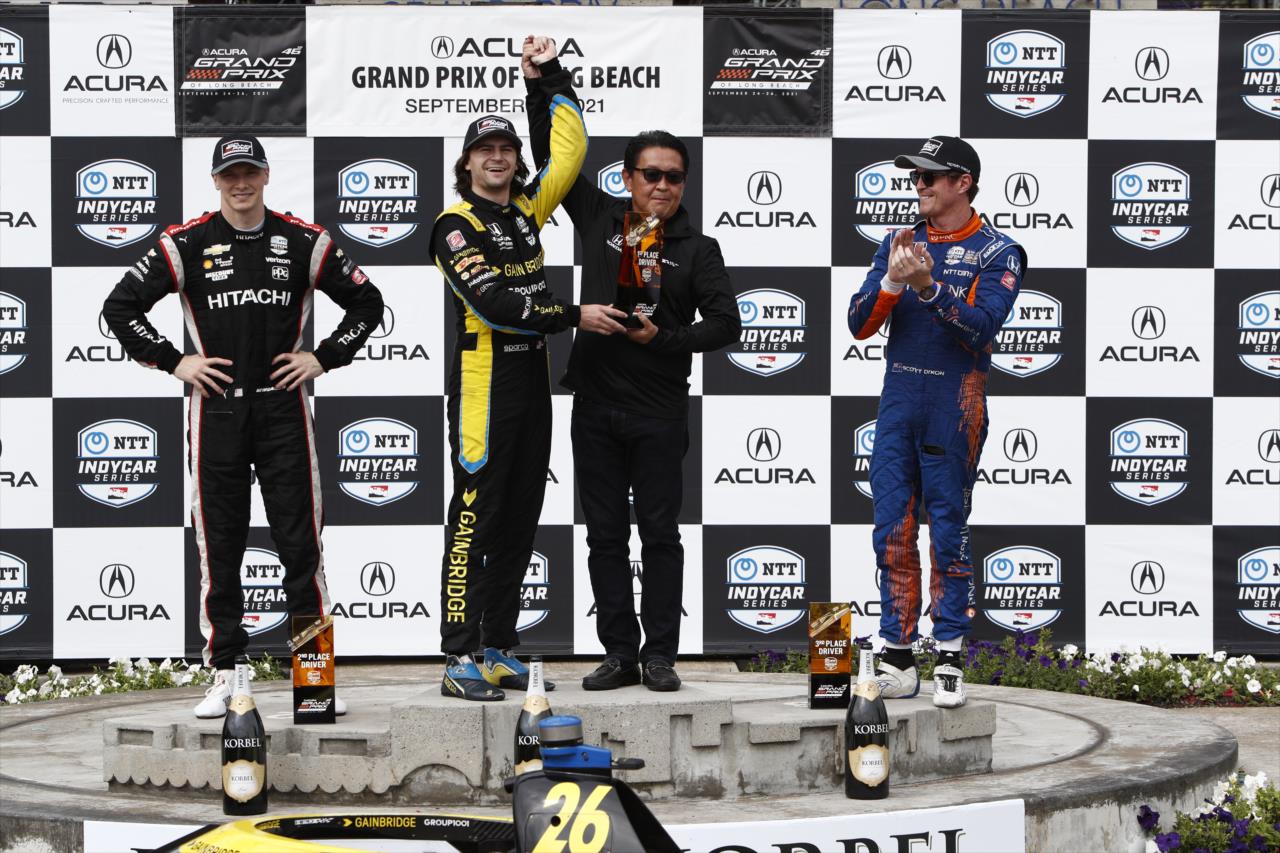 Josef Newgarden, Colton Herta and Scott Dixon - Acura Grand Prix of Long Beach -- Photo by: Chris Jones