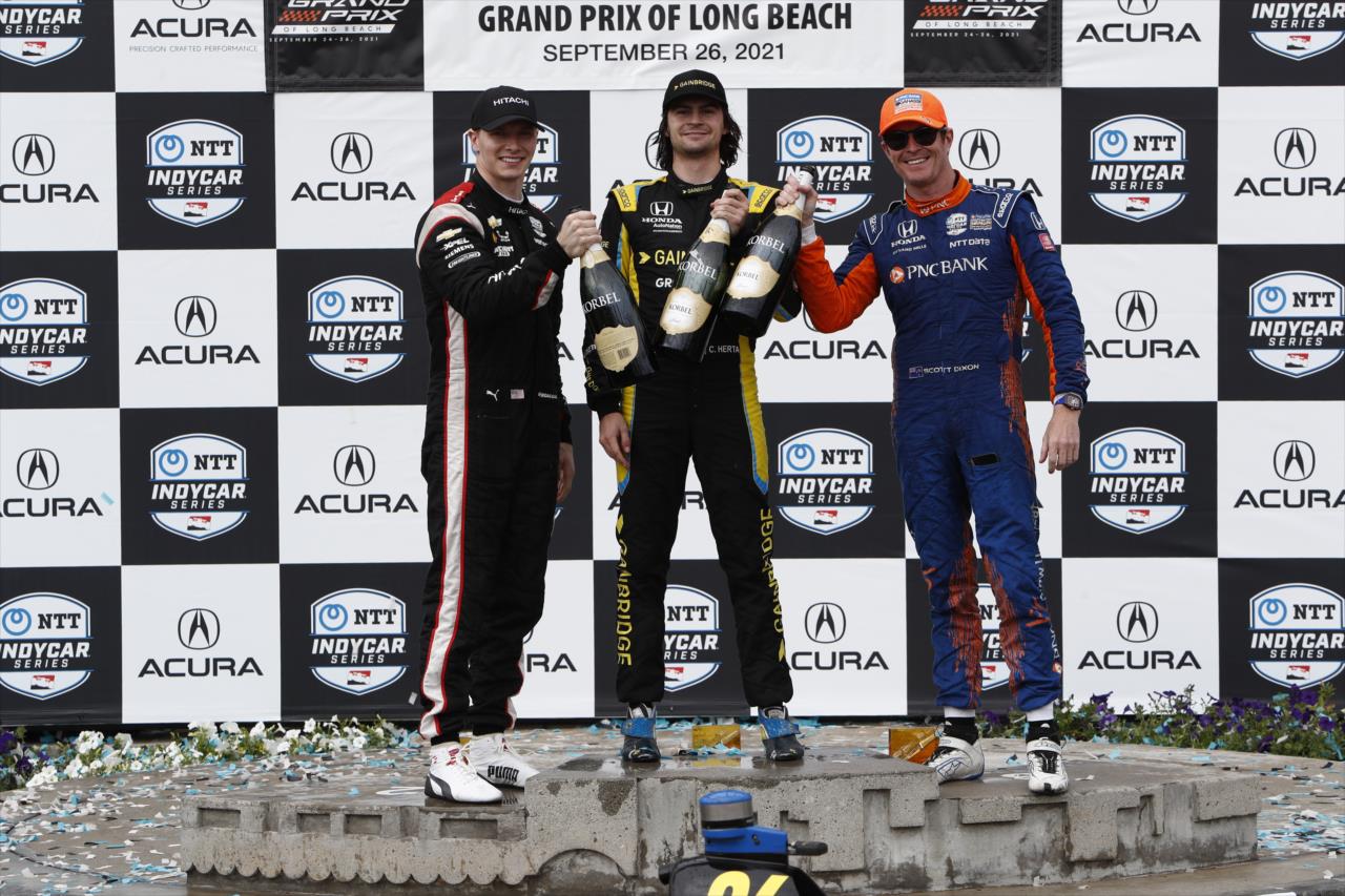 Josef Newgarden, Colton Herta and Scott Dixon - Acura Grand Prix of Long Beach -- Photo by: Chris Jones
