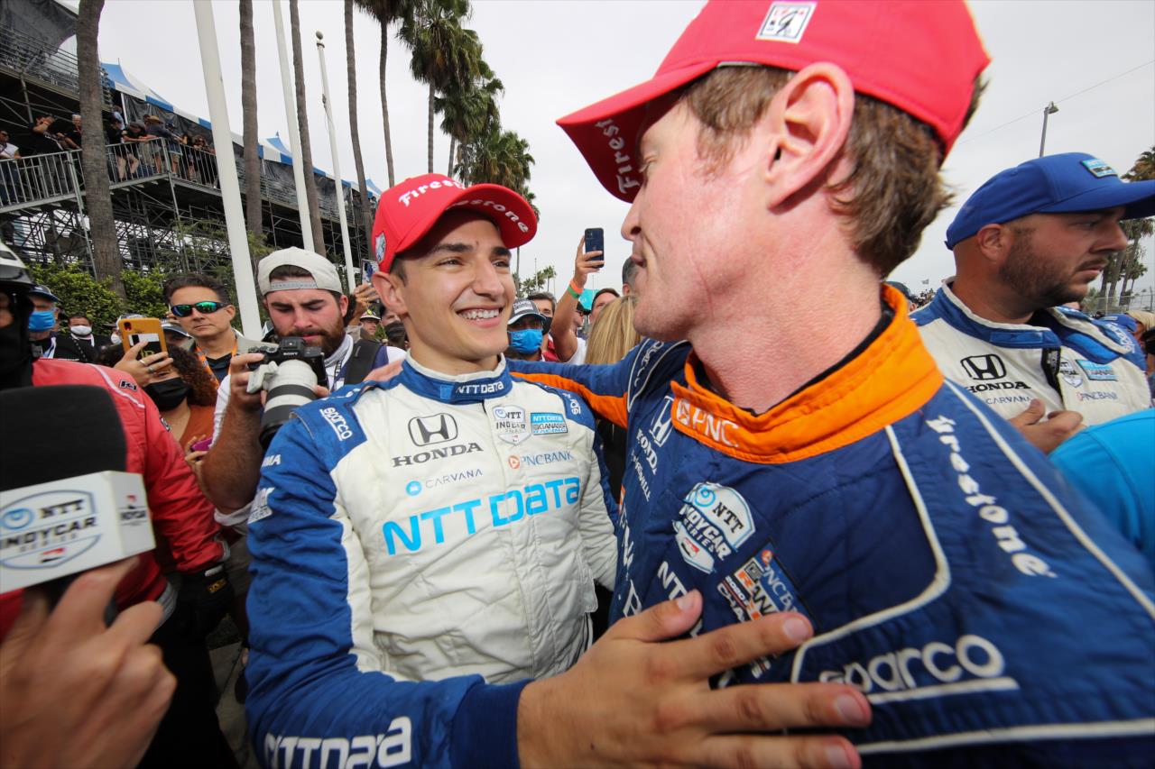 Alex Palou with Scott Dixon - Acura Grand Prix of Long Beach -- Photo by: Joe Skibinski