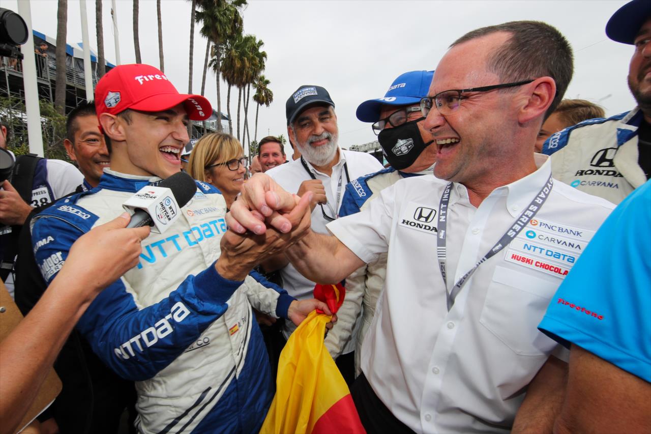 Alex Palou with Barry Wanser - Acura Grand Prix of Long Beach -- Photo by: Joe Skibinski