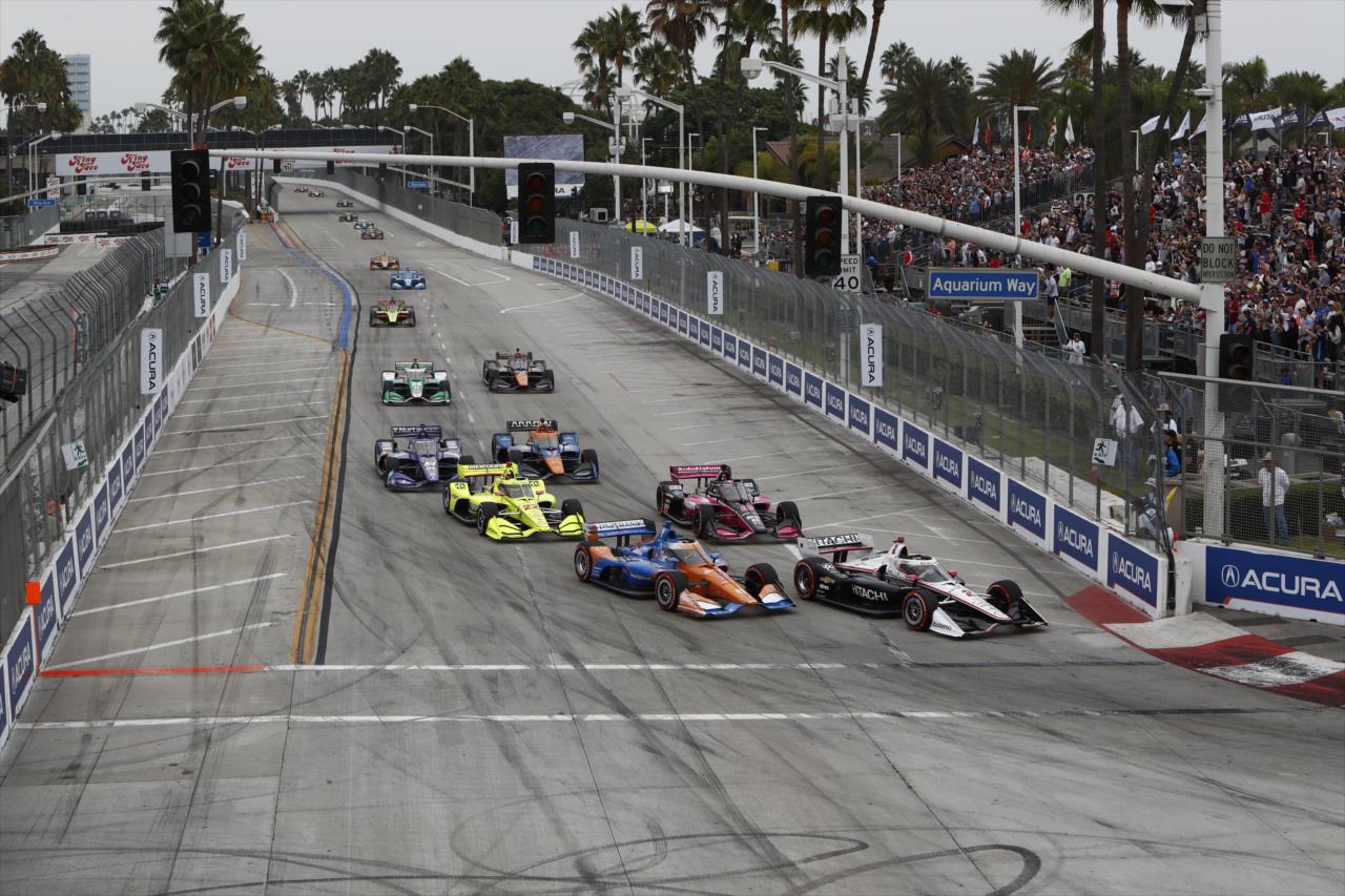 The start of the race at Turn 1 - Acura Grand Prix of Long Beach -- Photo by: Chris Jones