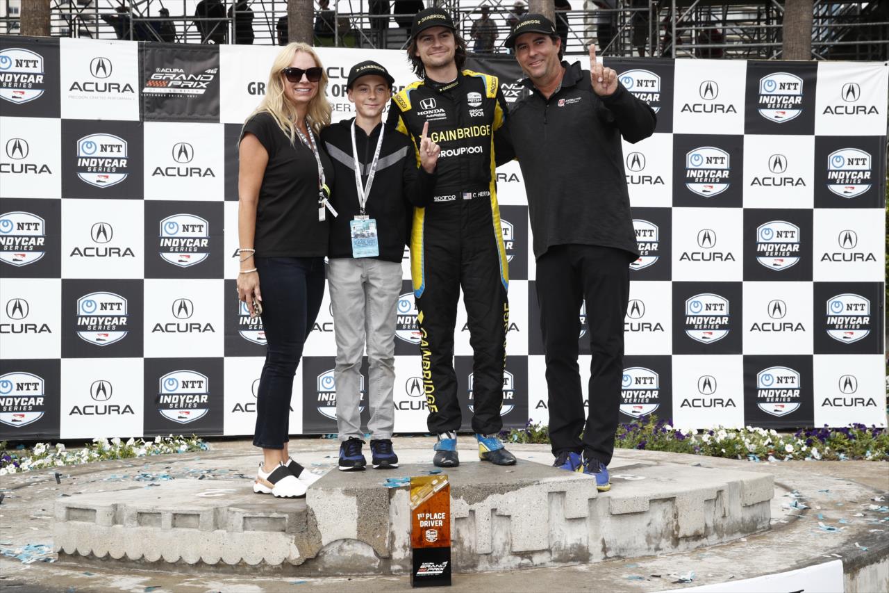 Colton Herta with Mom, brother and Dad - Acura Grand Prix of Long Beach -- Photo by: Chris Jones