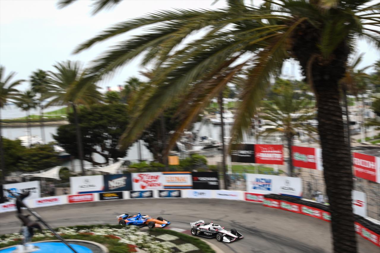 Josef Newgarden leads Scott Dixon - Acura Grand Prix of Long Beach -- Photo by: James  Black