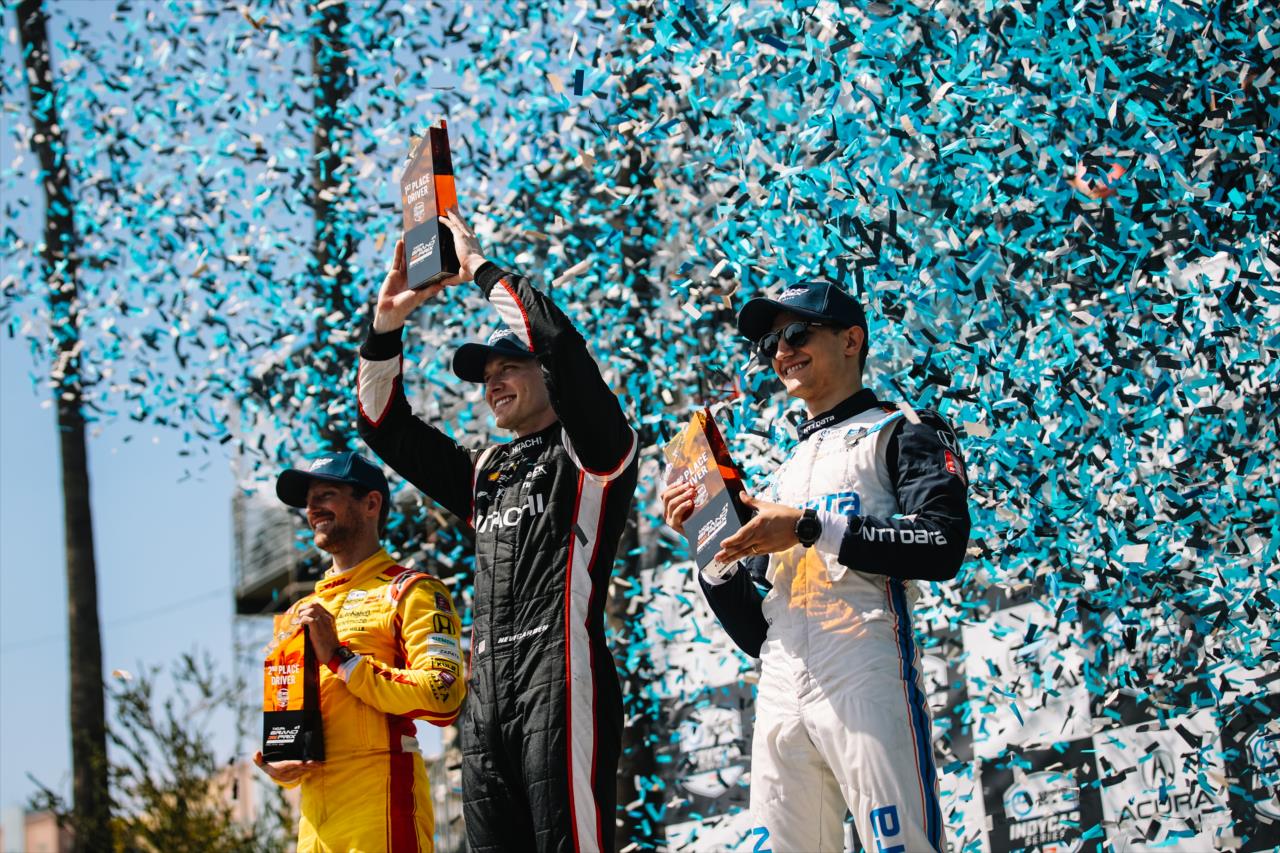Josef Newgarden, Romain Grosjean and Alex Palou - Acura Grand Prix of Long Beach - By: Joe Skibinski -- Photo by: Joe Skibinski