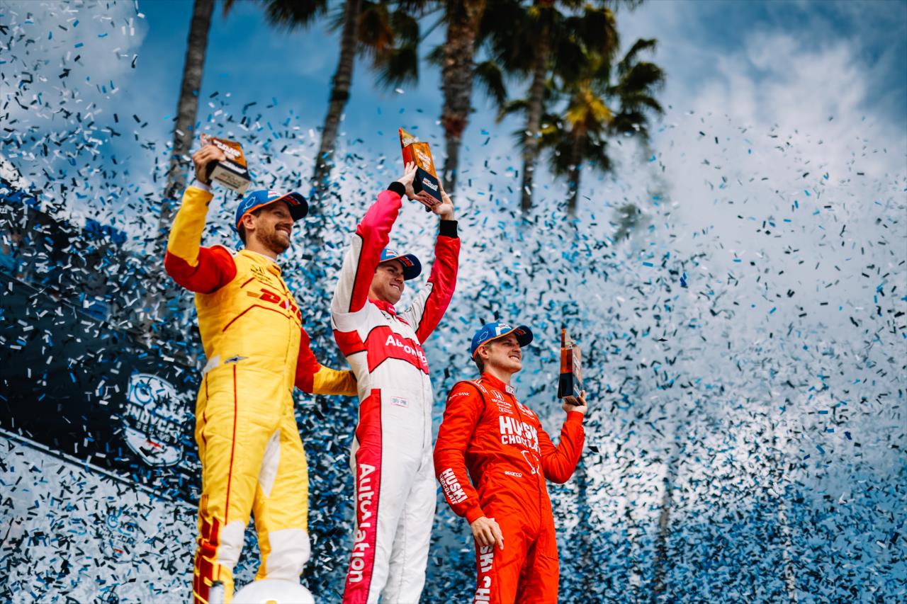 Romain Grosjean, Kyle Kirkwood and Marcus Ericsson - Acura Grand Prix of Long Beach - By: Joe Skibinski -- Photo by: Joe Skibinski