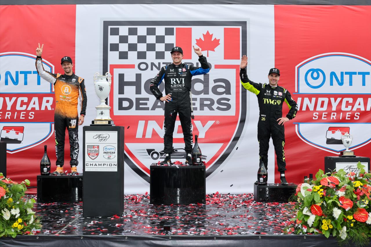 Romain Grosjean, Marcus Ericsson and Will Power - Ontario Honda Dealers Indy at Markham - By: Chris Owens -- Photo by: Chris Owens