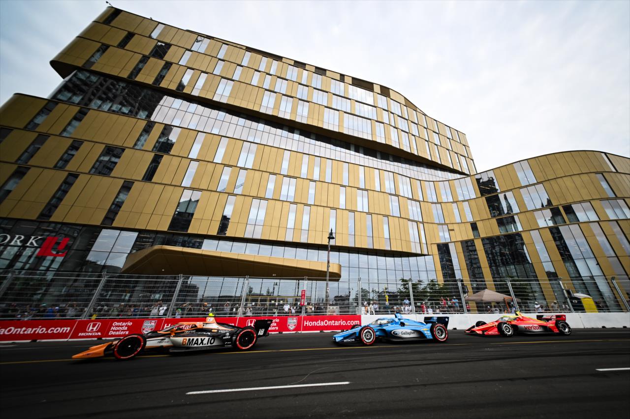 Romain Grosjean, Scott McLaughlin and David Malukas - Ontario Honda Dealers Indy at Markham - By: James Black -- Photo by: James  Black