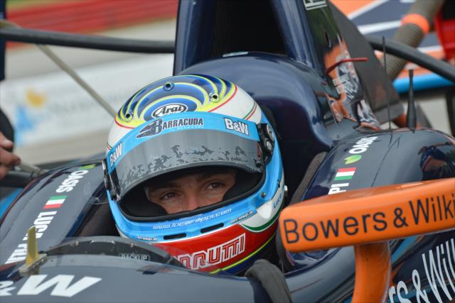 Luca Filippi communicates with his team during the Mid-Ohio open test -- Photo by: John Cote