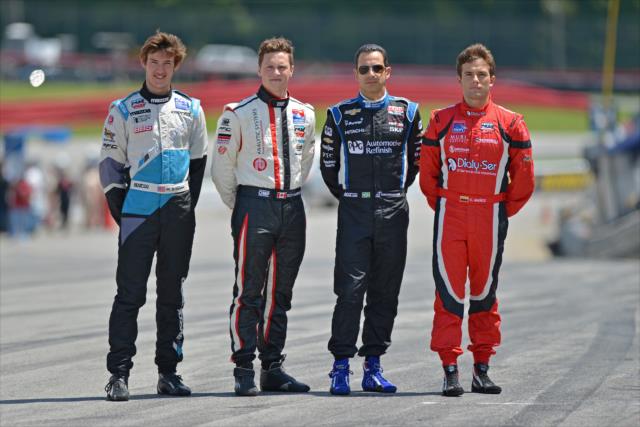 (L to R): Matthew Brabham, Scott Hargrove, Helio Castroneves, and Carlos Munoz all lead their respective series entering Mid-Ohio -- Photo by: John Cote