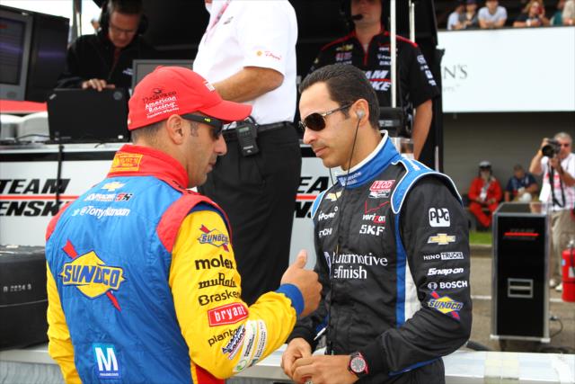 Tony Kanaan and Helio Castroneves at the Mid-Ohio Sports Car Course -- Photo by: Chris Jones
