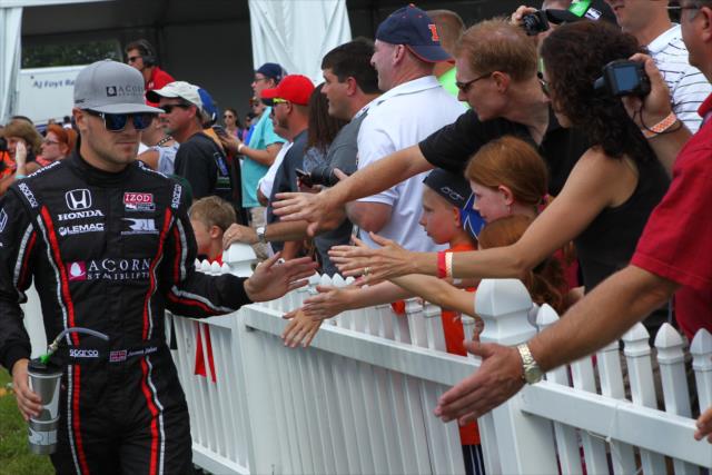James Jakes greets the fans during pre-race activities at Mid-Ohio -- Photo by: Chris Jones