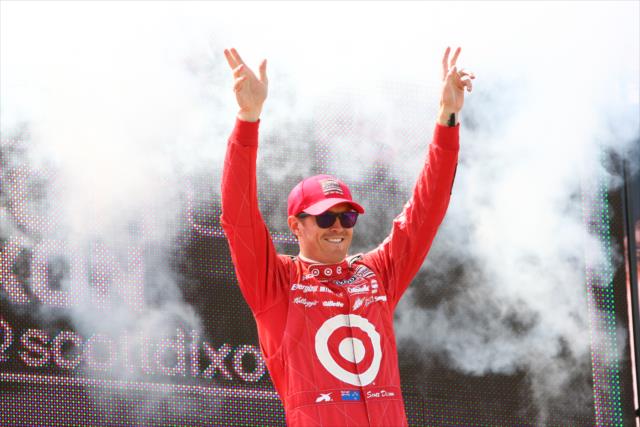 Scott Dixon is introduced to the crowd at Mid-Ohio -- Photo by: Chris Jones