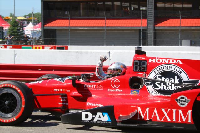 Graham Rahal makes his way down pit lane following his victory in the Honda Indy 200 at Mid-Ohio -- Photo by: Bret Kelley
