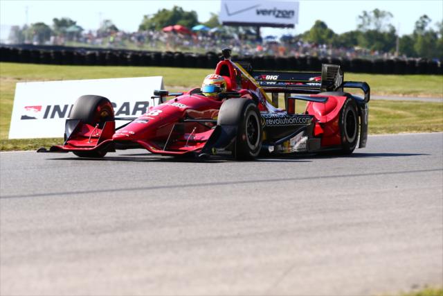 Sage Karam rolls down the backstretch during the final warmup for the Honda Indy 200 at Mid-Ohio -- Photo by: Bret Kelley