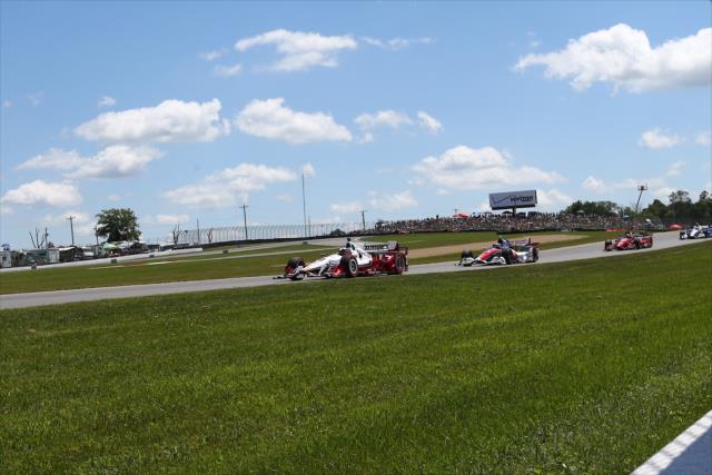 Juan Pablo Montoya leads the field down the backstretch during the Honda Indy 200 at Mid-Ohio -- Photo by: Bret Kelley