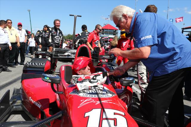 Graham Rahal receives congratuations in Victory Lane following in win in the Honda Indy 200 at Mid-Ohio -- Photo by: Bret Kelley