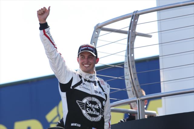 Graham Rahal celebrates his victory in the Honda Indy 200 at Mid-Ohio -- Photo by: Chris Jones