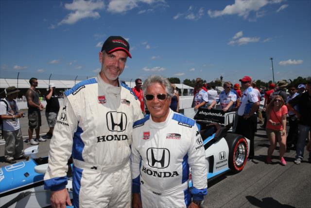 Marco Andretti with Dan Bordenkecher, winner of the Honda Fastest Seat In Sports for Mid-Ohio -- Photo by: Chris Jones