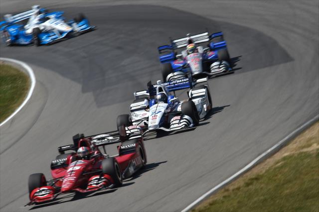 Graham Rahal leads the field through Turn 4 during the Honda Indy 200 at Mid-Ohio -- Photo by: Chris Owens