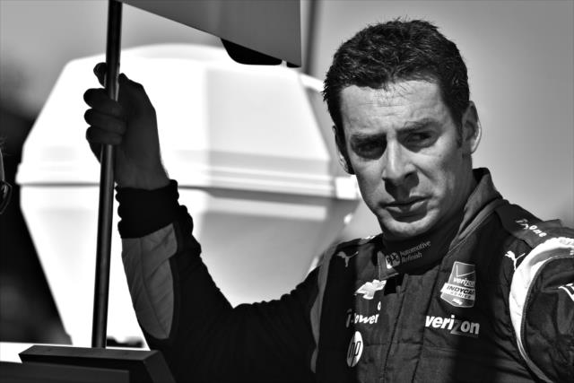 Simon Pagenaud waits in his pit stand prior to the final warmup for the Honda Indy 200 at Mid-Ohio -- Photo by: John Cote