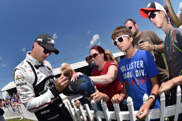 Graham Rahal signs some autographs following his win in the Honda Indy 200 at Mid-Ohio -- Photo by: John Cote
