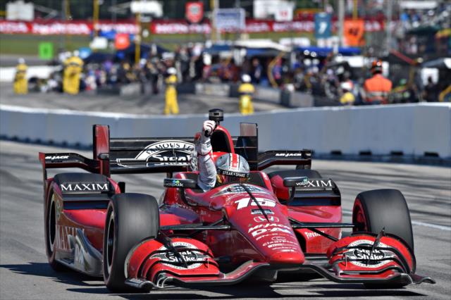 Graham Rahal begins the celebration as he wins the Honda Indy 200 at Mid-Ohio -- Photo by: John Cote