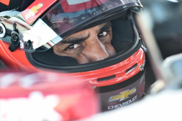 Juan Pablo Montoya sits in his No. 2 Hawk Chevrolet on pit lane during the team test at the Mid-Ohio Sports Car Course -- Photo by: Chris Owens
