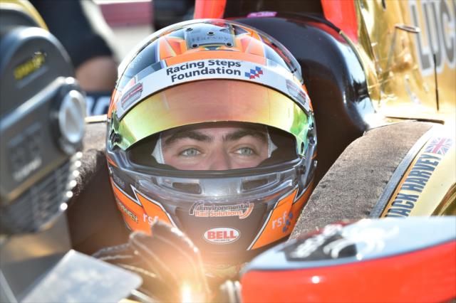 Jack Harvey sits in the No. 5 Arrow Honda on pit lane during the team test at the Mid-Ohio Sports Car Course -- Photo by: Chris Owens
