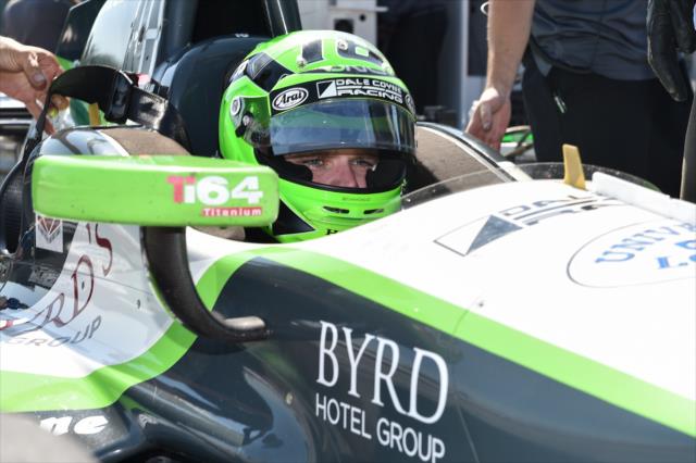 Conor Daly sits in his No. 18 Jonathan Byrd's Honda on pit lane during the team test at the Mid-Ohio Sports Car Course -- Photo by: Chris Owens