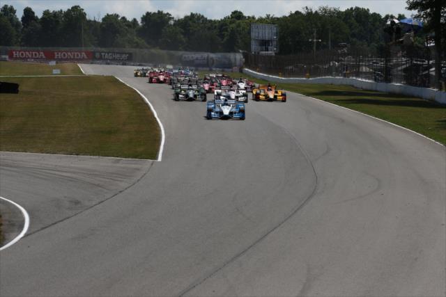 Simon Pagenaud leads the field to the green flag to start the Honda Indy 200 at Mid-Ohio -- Photo by: Bret Kelley