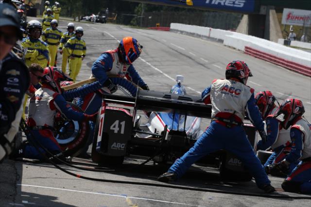 Jack Hawksworth comes in for tires and fuel on pit lane during the Honda Indy 200 at Mid-Ohio -- Photo by: Bret Kelley