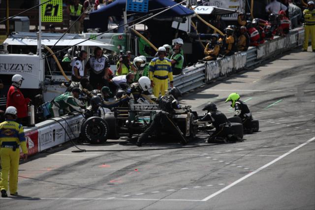 Josef Newgarden comes in for tires and fuel on pit lane during the Honda Indy 200 at Mid-Ohio -- Photo by: Bret Kelley