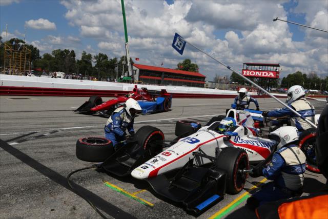 RC Enerson comes in for tires and fuel on pit lane during the Honda Indy 200 at Mid-Ohio -- Photo by: Chris Jones