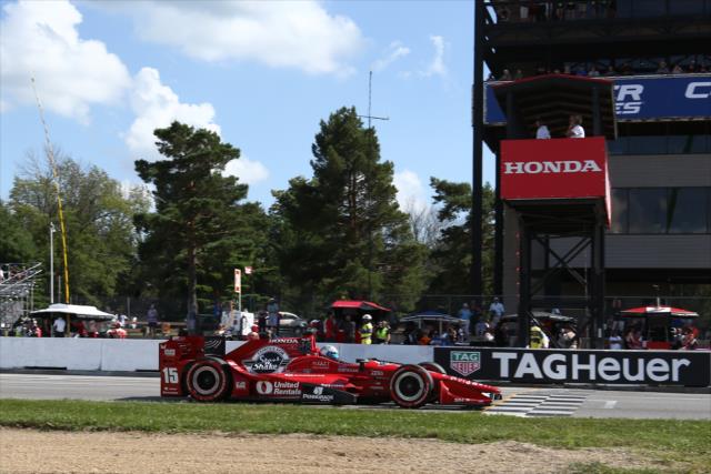 Graham Rahal flashes across the start/finish line during the Honda Indy 200 at Mid-Ohio -- Photo by: Chris Jones