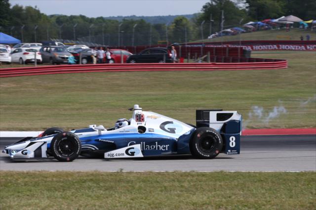 Max Chilton exits the Turn 12 Carousel turn with an issue during the final warmup for the Honda Indy 200 at Mid-Ohio -- Photo by: Chris Jones