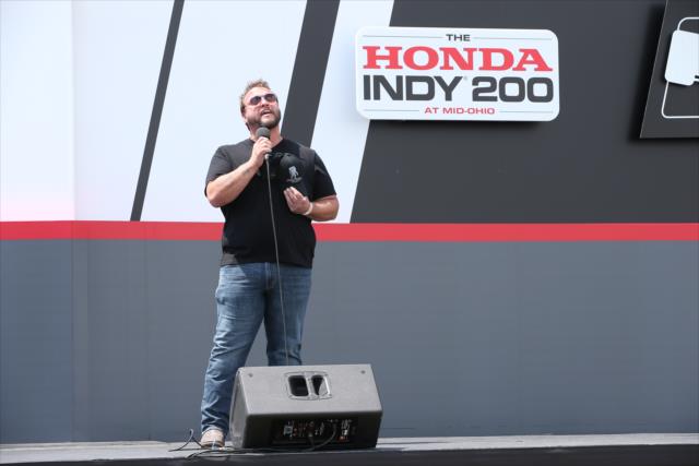 Leo Welsh performs the National Anthem during pre-race festivities for the Honda Indy 200 at Mid-Ohio -- Photo by: Chris Jones