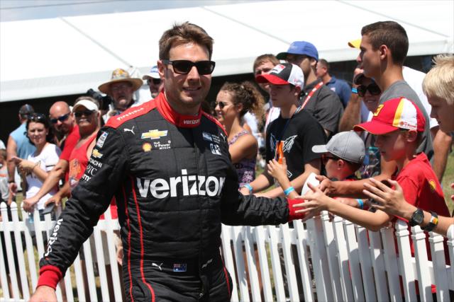 Will Power greets the fans during pre-race introductions for the Honda Indy 200 at Mid-Ohio -- Photo by: Chris Jones
