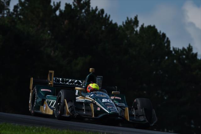 Spencer Pigot crests the Turn 5 hill during the Honda Indy 200 at Mid-Ohio -- Photo by: Chris Owens