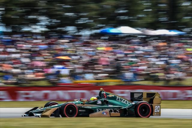 Spencer Pigot sets up for Turn 5 during the Honda Indy 200 at Mid-Ohio -- Photo by: Chris Owens