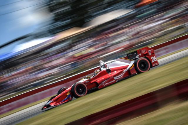 Carlos Munoz exits Turn 5 during the Honda Indy 200 at Mid-Ohio -- Photo by: Chris Owens