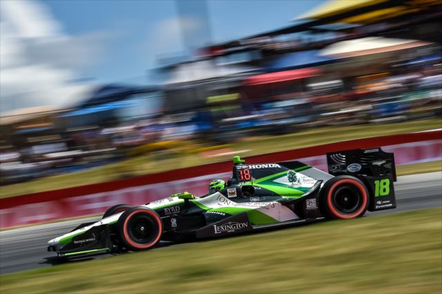 Conor Daly crests the Turn 5 hill during the Honda Indy 200 at Mid-Ohio -- Photo by: Chris Owens