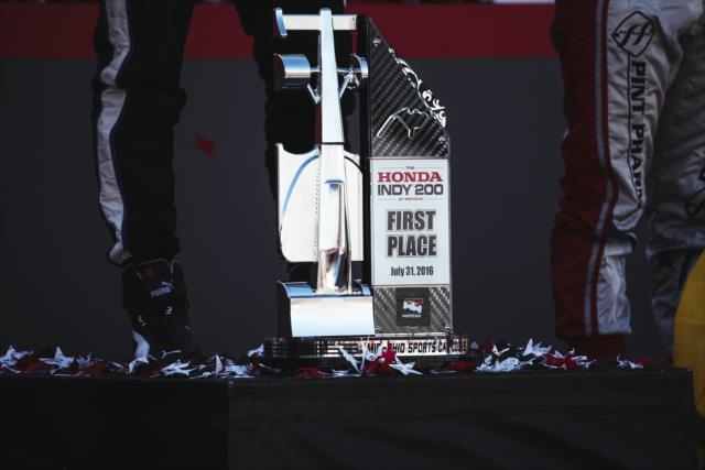 The winner's trophy in Victory Circle for the Honda Indy 200 at Mid-Ohio -- Photo by: Joe Skibinski