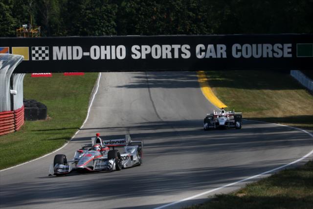 Will Power flies through Thunder Valley toward Turn 10 during the final warmup for the Honda Indy 200 at Mid-Ohio -- Photo by: Joe Skibinski