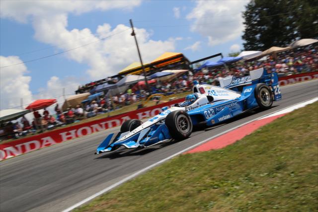 Simon Pagenaud crests the Turn 5 hill during the Honda Indy 200 at Mid-Ohio -- Photo by: Matt Fraver
