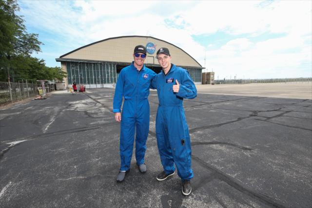 Scott Dixon and Indy Lights driver Ryan Norman visit the NASA Glenn Research Center in Cleveland -- Photo by: Joe Skibinski