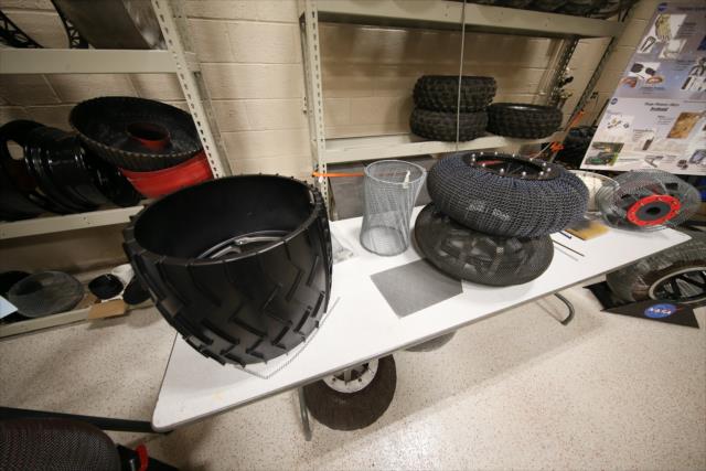 Specialized terrain tires on display at the NASA Glenn Research Center in Cleveland, OH -- Photo by: Joe Skibinski